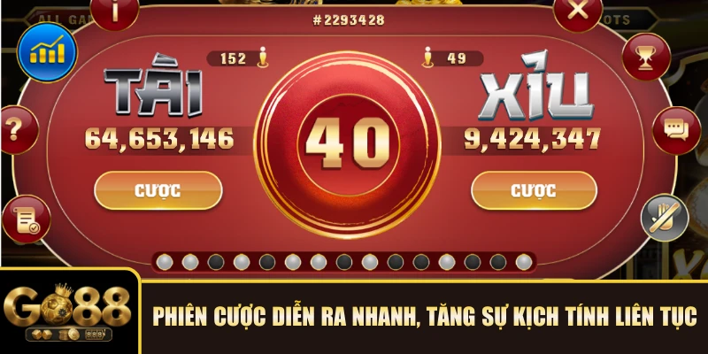 Phiên cược diễn ra nhanh, tăng sự kịch tính liên tục